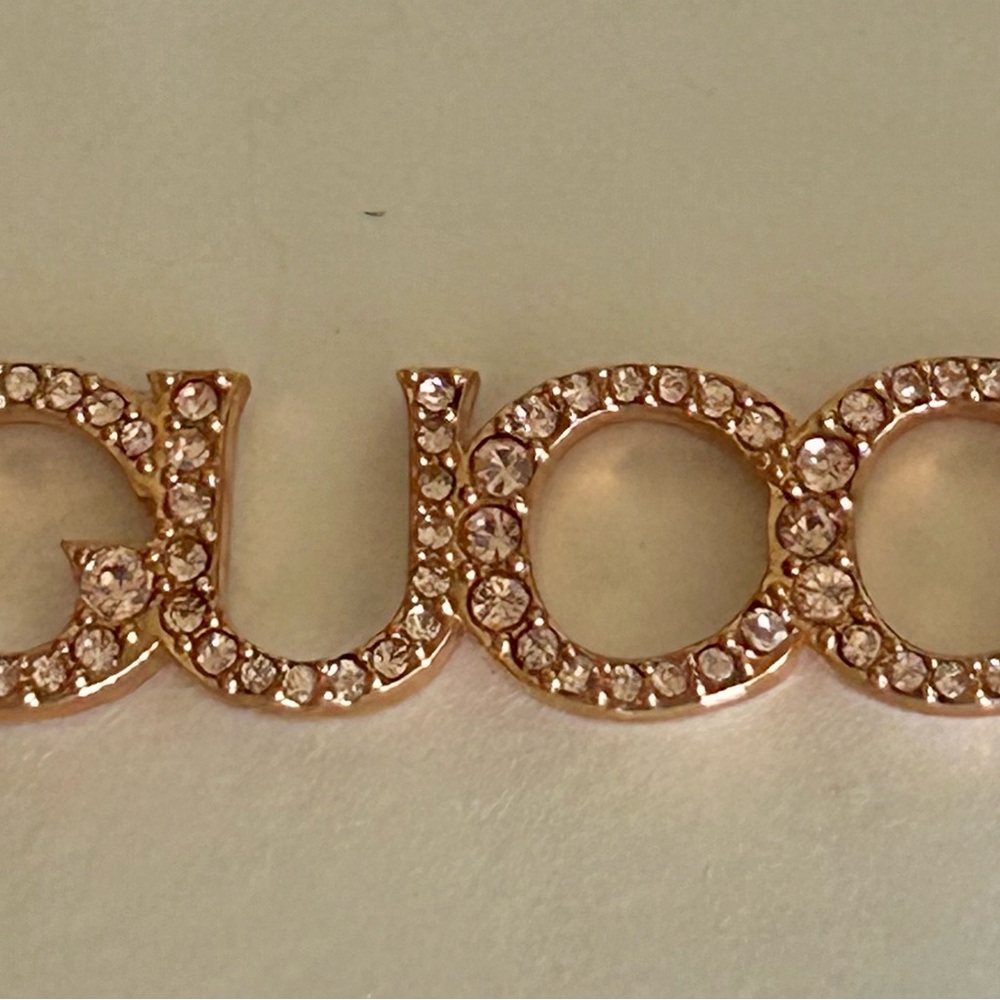 🩷🩷🩷GUCCI Crystal Logo Necklace + Ring Set • Rose Gold • Pavé Bling - Picture 11 of 14